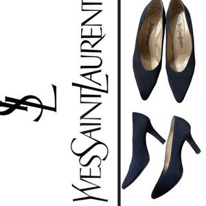 YSL Vintage Yves Saint Laurent Black Velvet Heels - Size 9 . Made in‎ Ita…